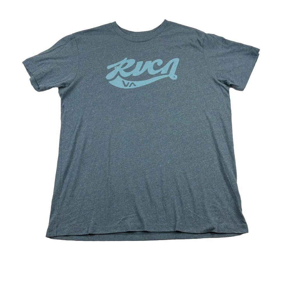 RVCA T Shirt Graphic Print Size XL Blue Gray Short Sleeve